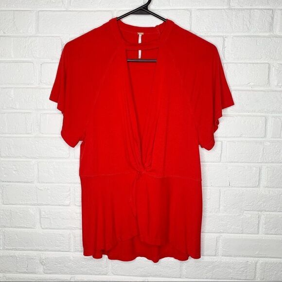 Free People Just a Twist red plunge top medium - Picture 2 of 6